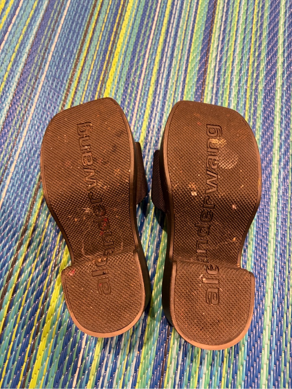 Alexander Wang Black Slide Sandals with White Logo - Picture 3 of 5